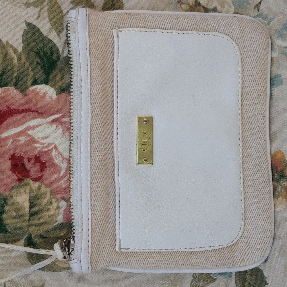 Chloé Makeup White and Tan Canvas Women's Bag